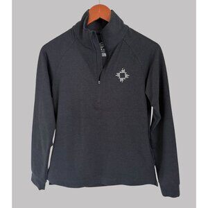 Marine Layer Womens Weekend Sport 1/4 Zip Pullover Charcoal Gray Small Cotton &